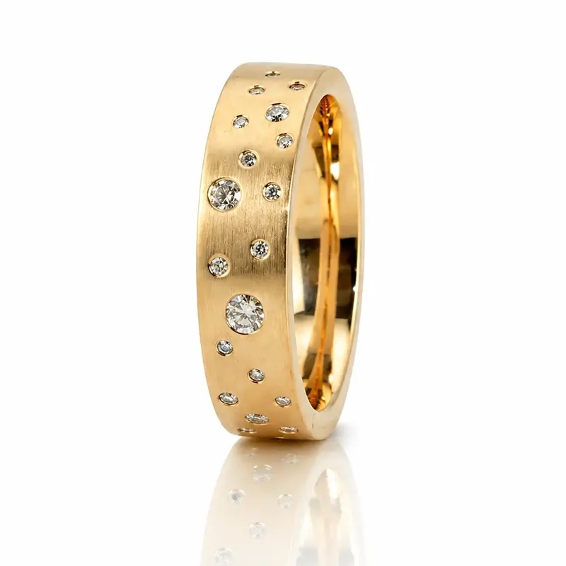 10K all yellow gold 5mm. satin finish Bright-Lights-Diamond-Wedding-Band - alternate view 6