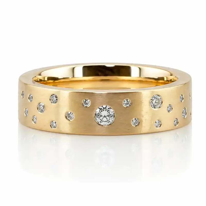 10K all yellow gold 5mm. satin finish Bright-Lights-Diamond-Wedding-Band - alternate view 4