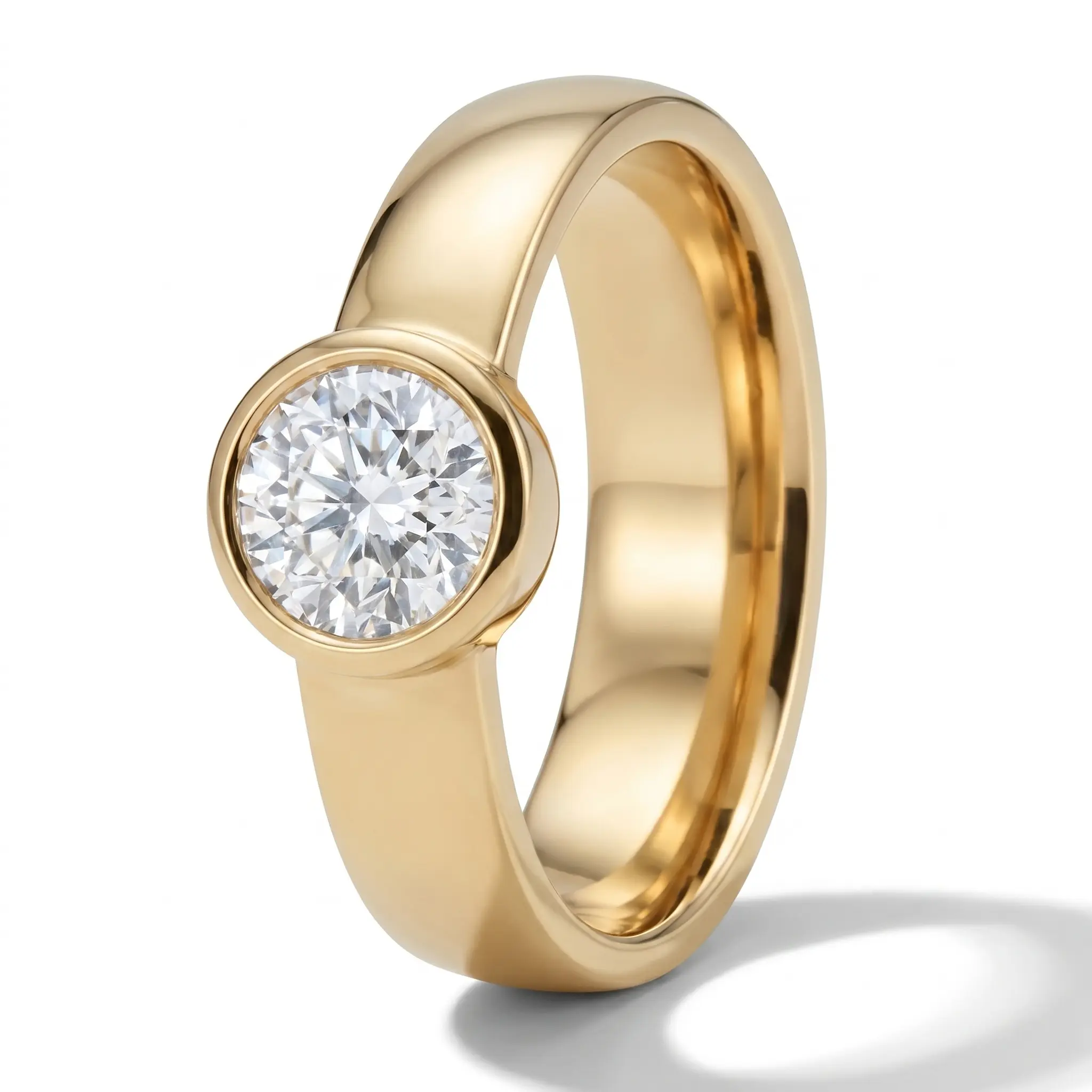 14K white gold Bezel set Round Solitaire Diamond Engagement Ring (1.50 ct.) - alternate view 2