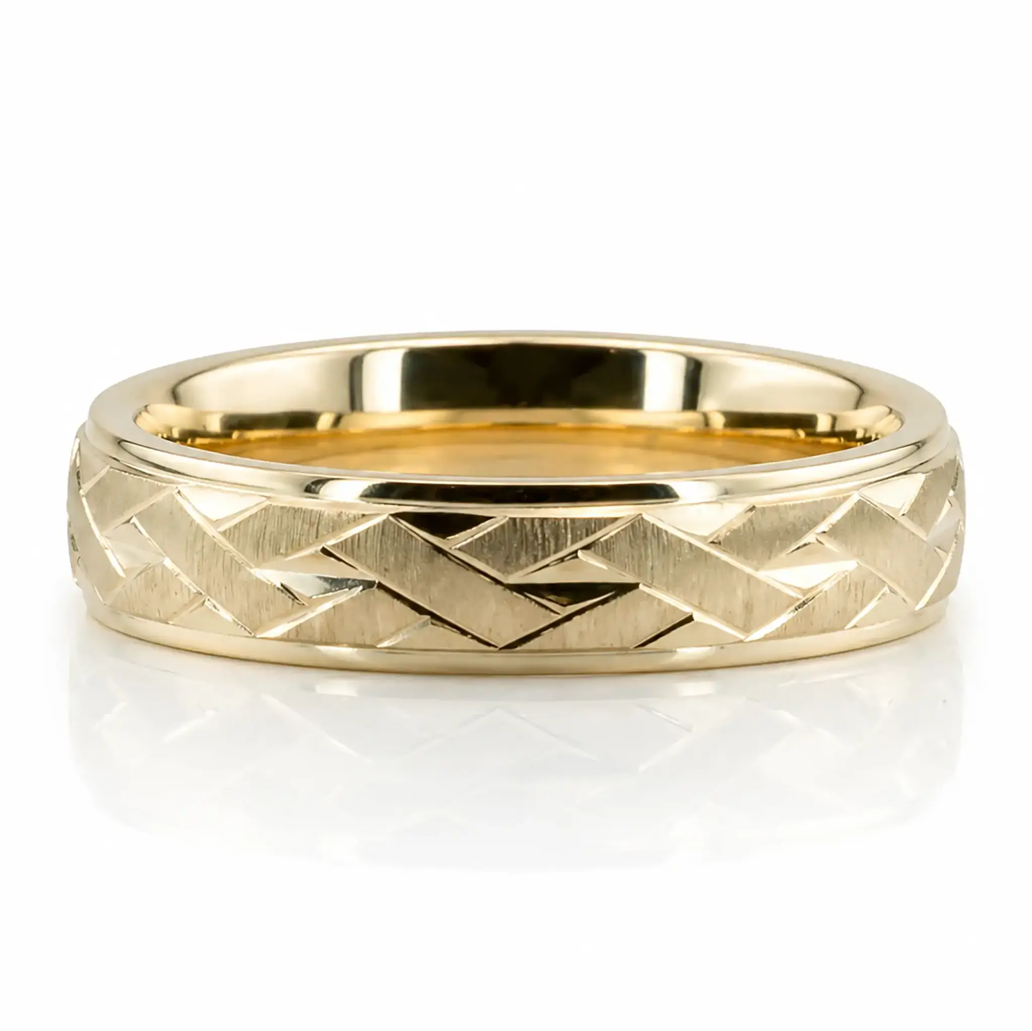 Chain Motif Fancy Carved Wedding Band  - view 2