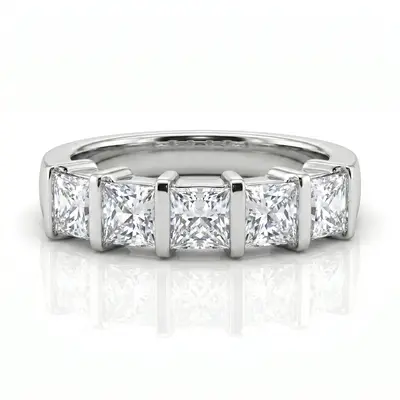 5 Stone Contemporary Bar Set Princess Cut Women Diamond  Ring (1 1/3 ct. tw.)