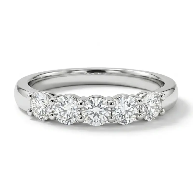 14K white gold Shared Prong Classic Five Stone Anniversary Ring (1 ct. tw.) - main view