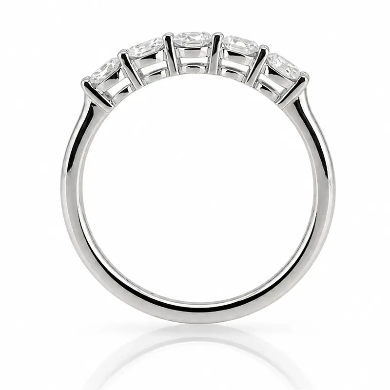 14K white gold Shared Prong Classic Five Stone Anniversary Ring (1 ct. tw.) - alternate view 2