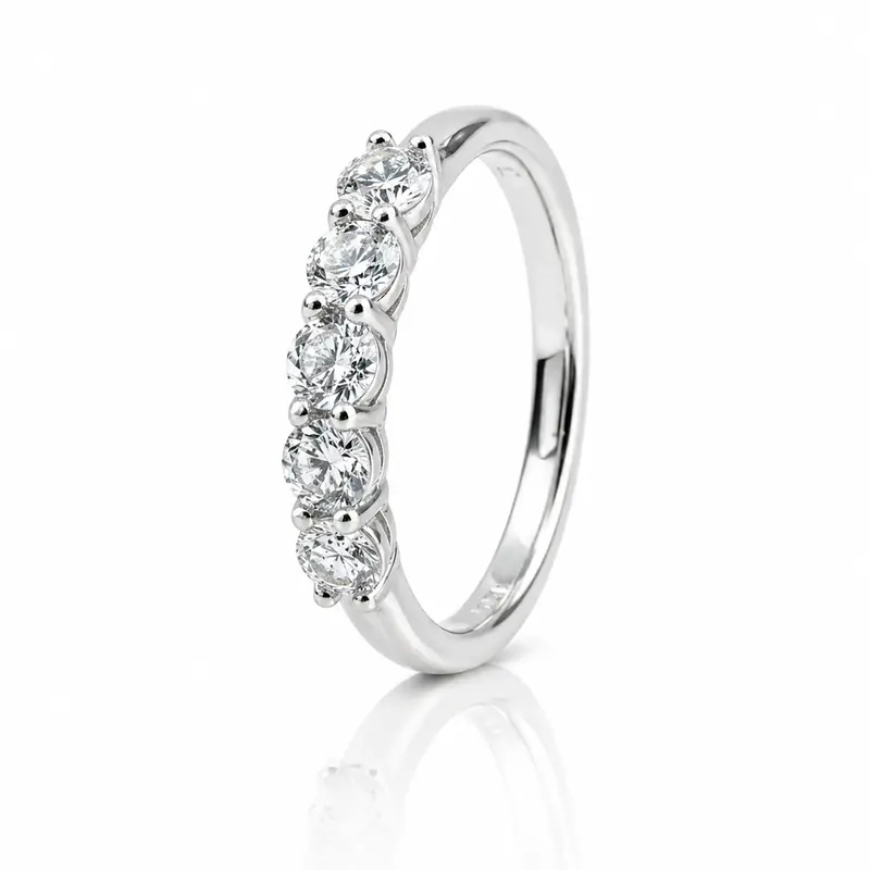 14K white gold Shared Prong Classic Five Stone Anniversary Ring (1 ct. tw.) - alternate view 3