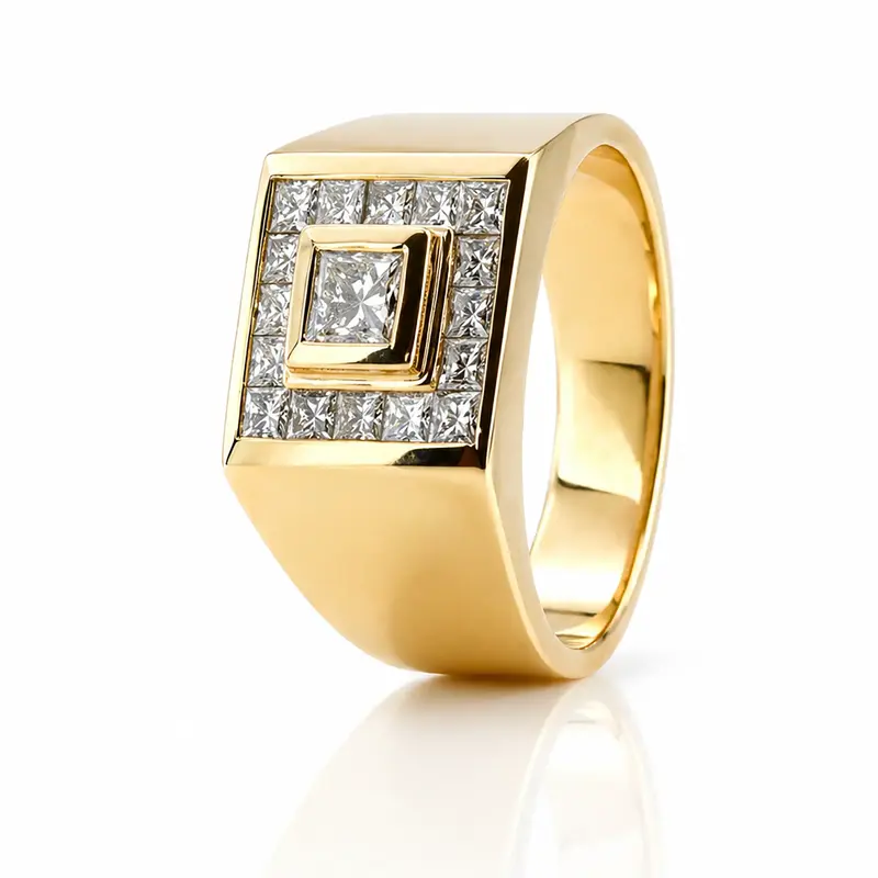 14K white gold 1.62 ct. Princess Cut Channel Set Diamond Men's Ring - main view