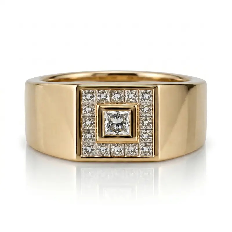 14K white gold 1.62 ct. Princess Cut Channel Set Diamond Men's Ring - alternate view 3