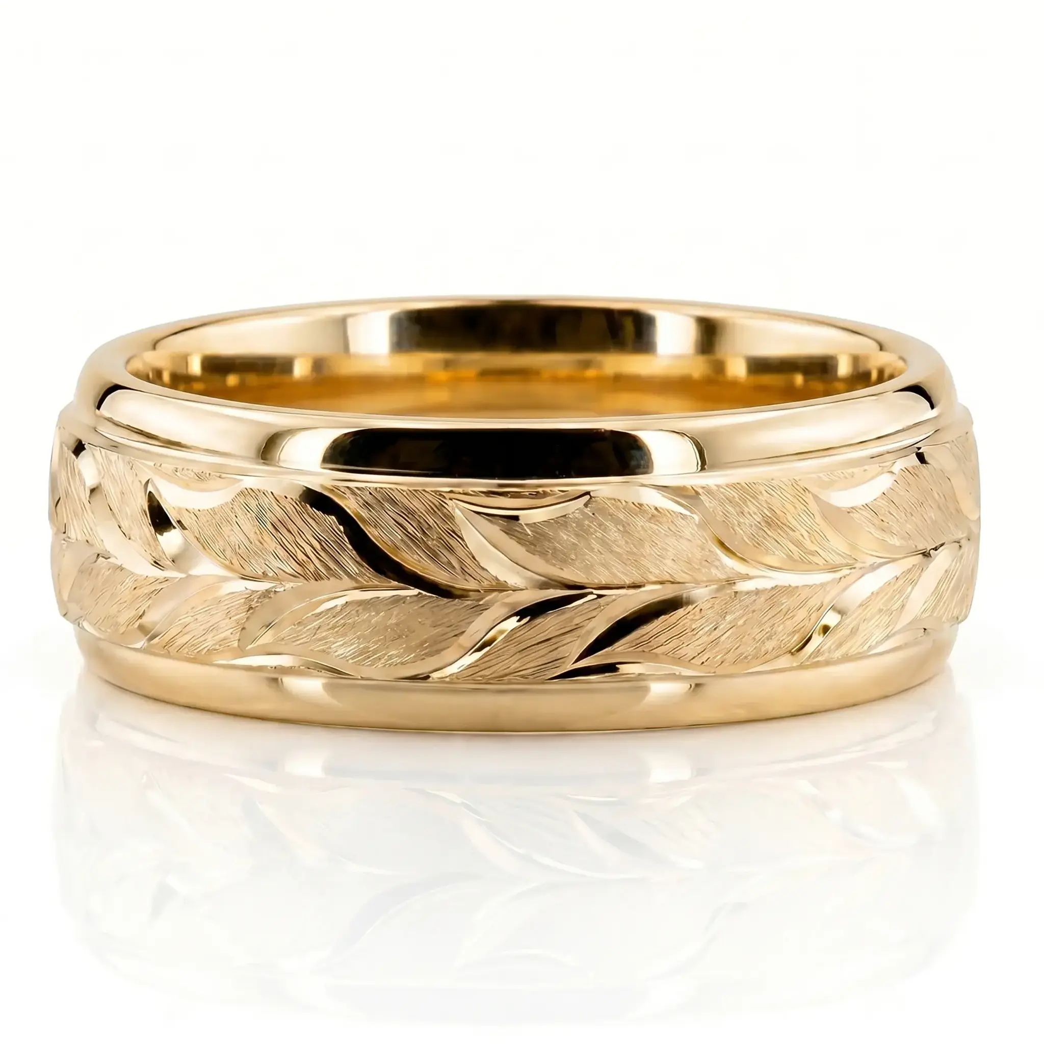 Floral Carved Fancy Wedding Ring - view 3