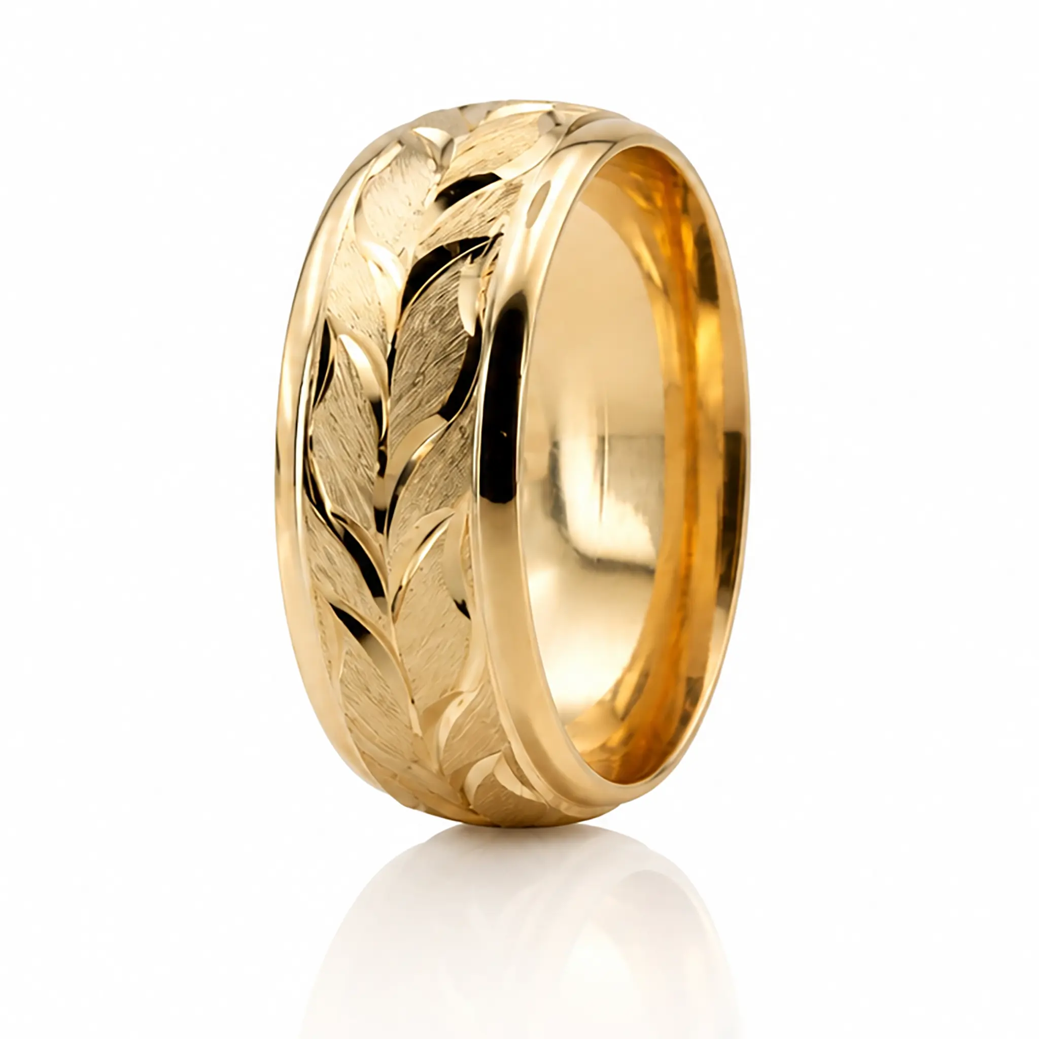 Floral Carved Fancy Wedding Ring - view 4