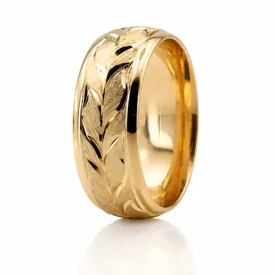 Floral Carved Fancy Wedding Ring - view 4 of 6