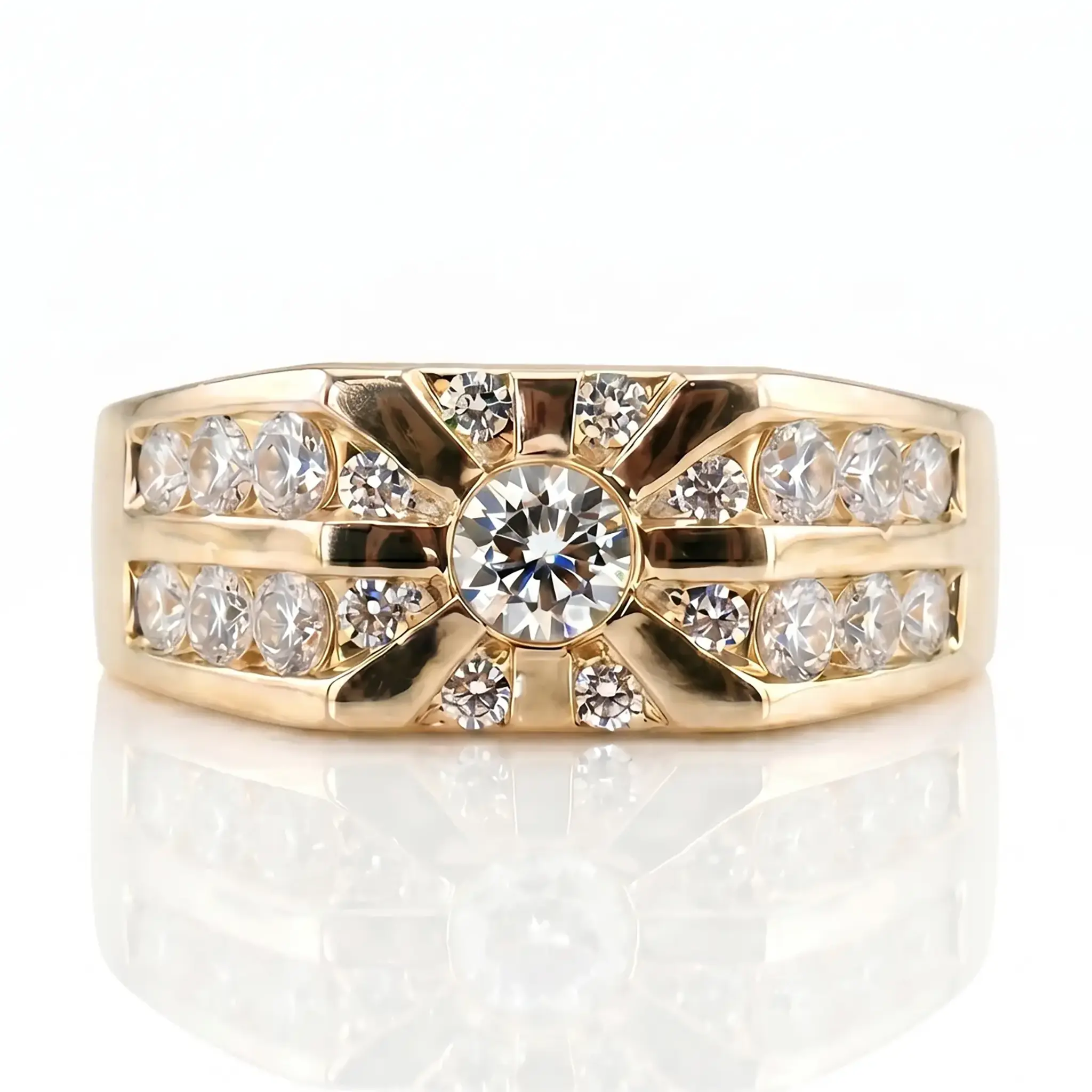 1.59 ct. Round Cut Fancy Diamond Men Ring - view 2