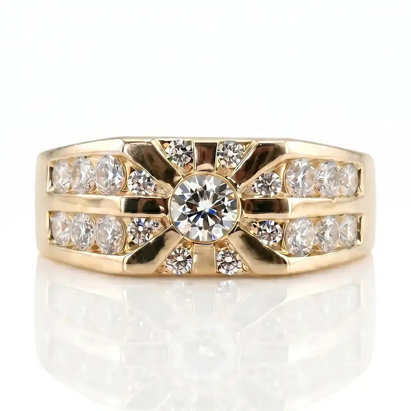 14K white gold 1.59 ct. Round Cut Diamond Men's Ring - alternate view 3