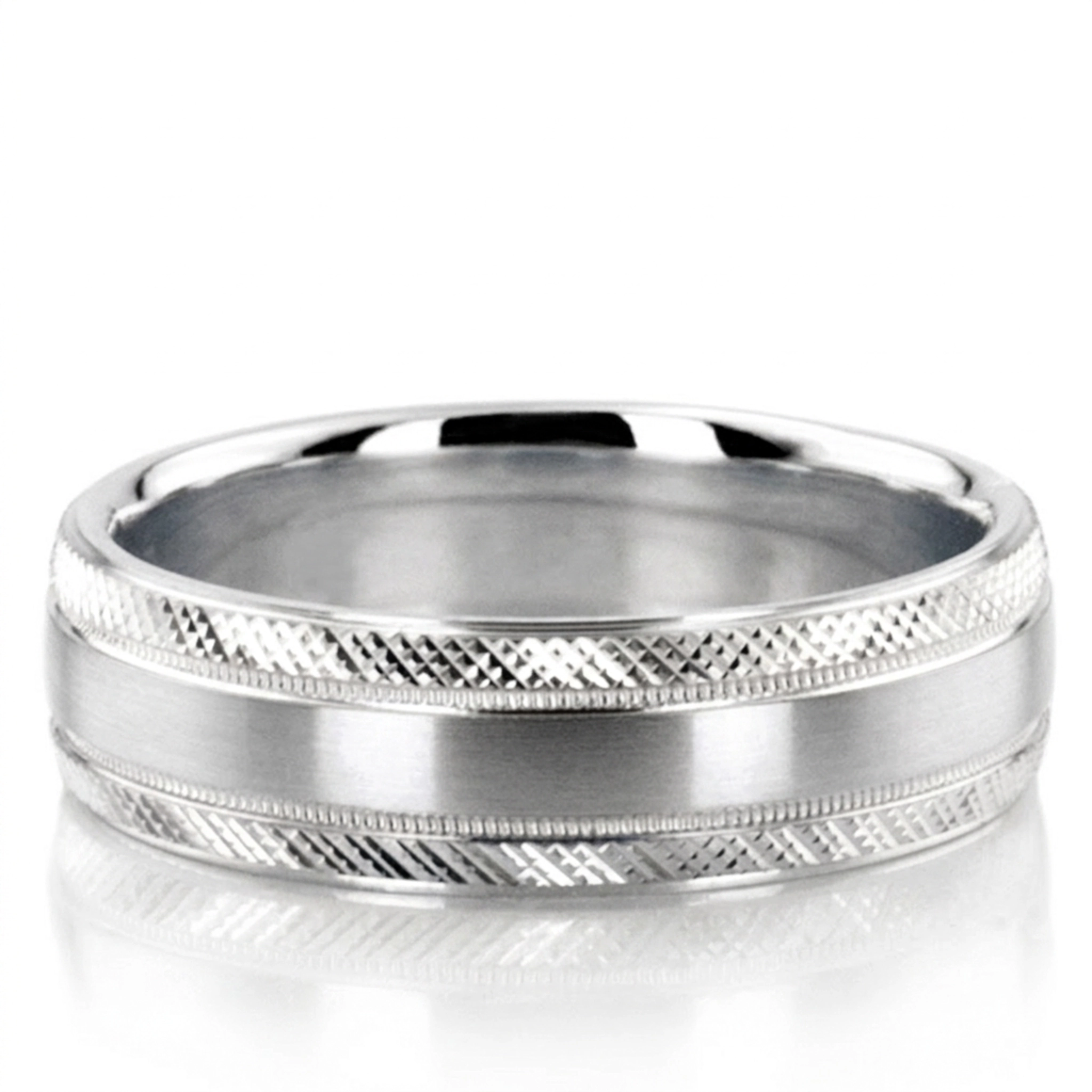 10K white gold 7mm. satin designer-wedding-band - alternate view 3