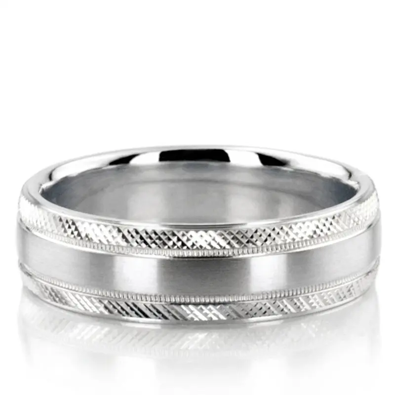 10K white gold 7mm. satin designer-wedding-band - main view
