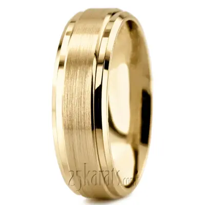Double Bevel Edge 7mm Wide Men's Wedding Ring - view 4 of 4