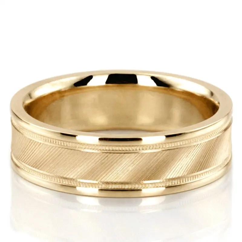 14K yellow gold 6.5mm high polish designer-wedding-ring - alternate view 3