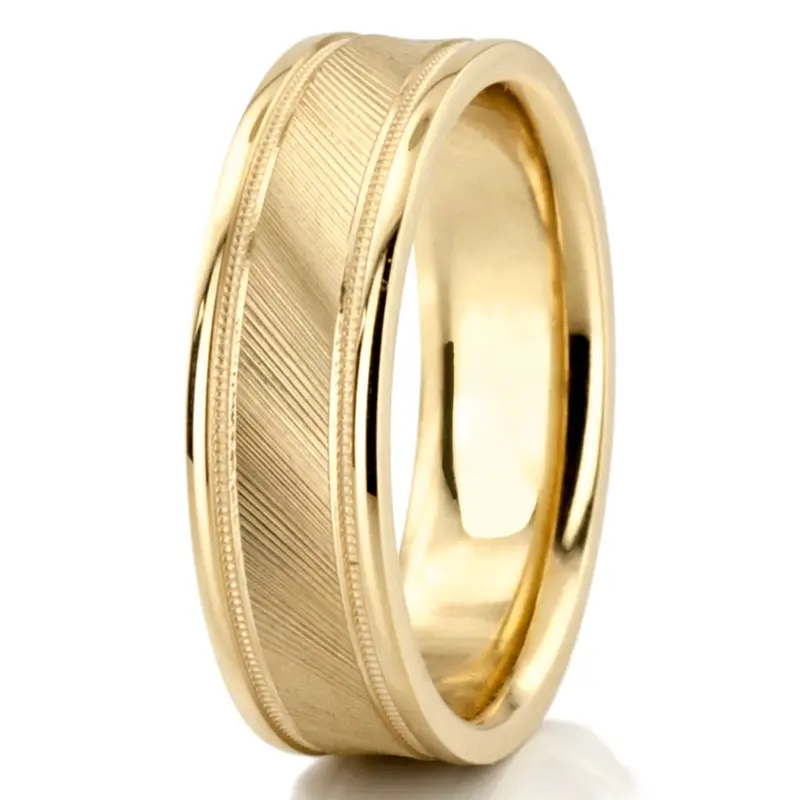 14K yellow gold 6.5mm high polish designer-wedding-ring - alternate view 4