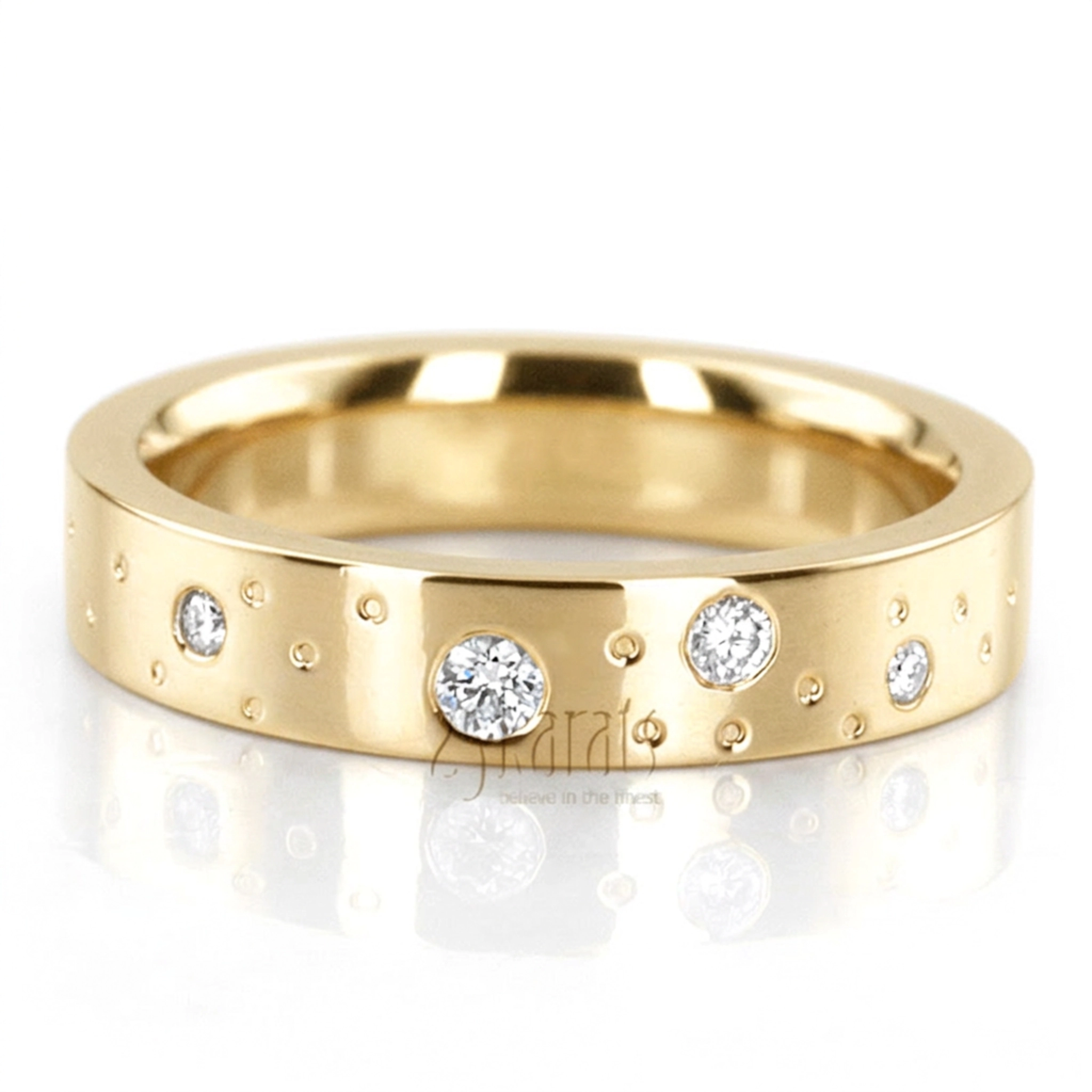 platinum 4mm. high polish Starstruck-Designer-Flat-Comfort-Fit-Wedding-Band - alternate view 3