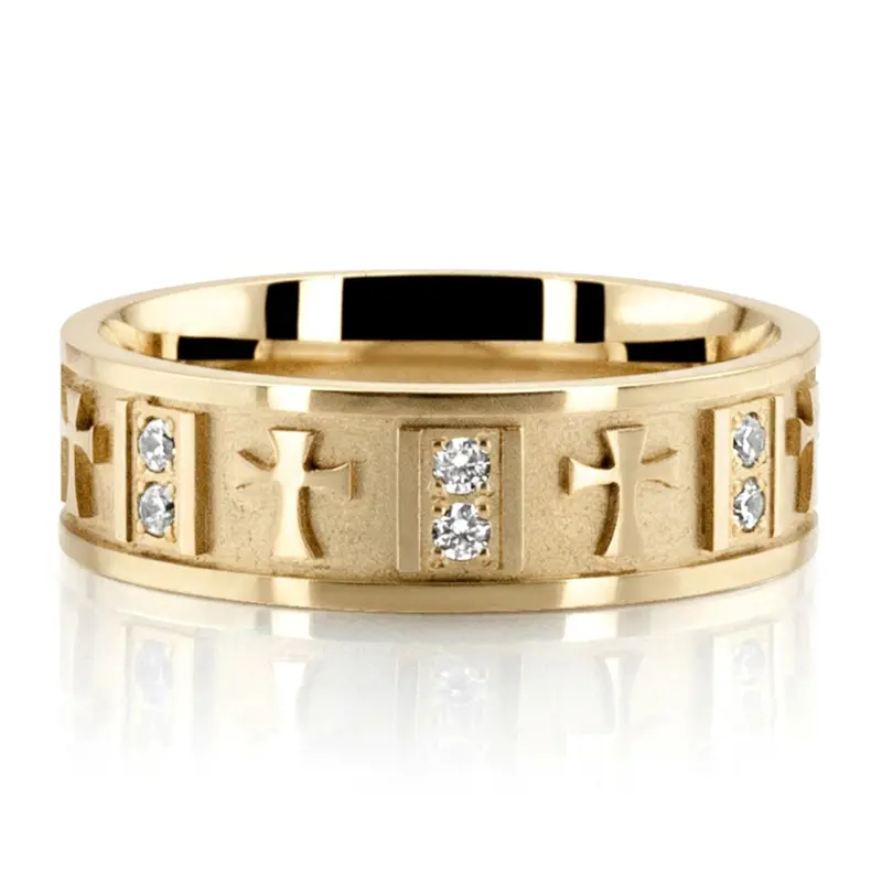 10K yellow gold 7mm. same as picture Cross Accent Diamond Wedding Ring - main view