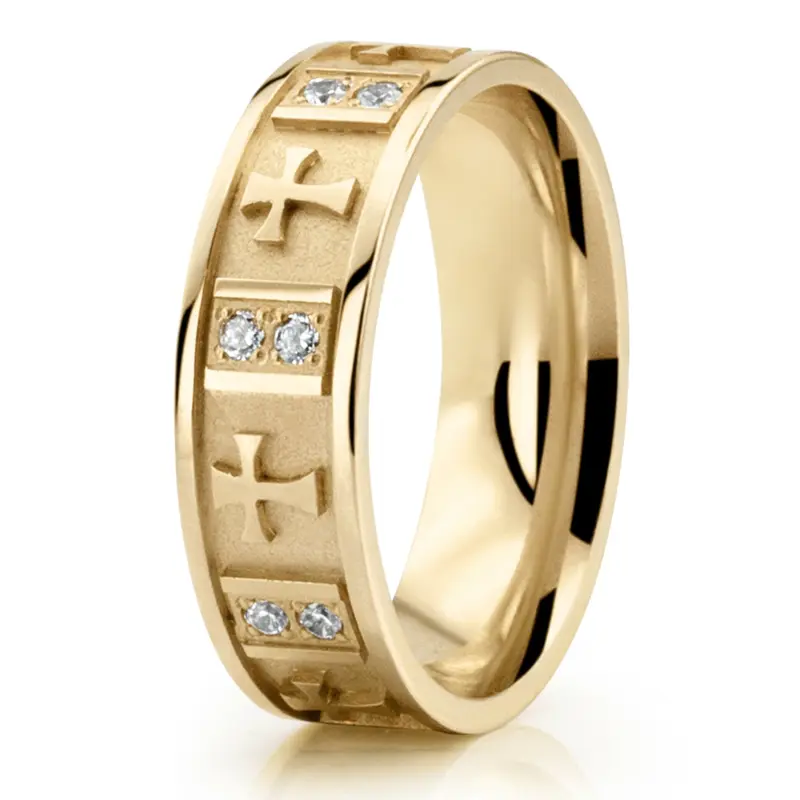 10K yellow gold 7mm. same as picture Cross Accent Diamond Wedding Ring - alternate view 6