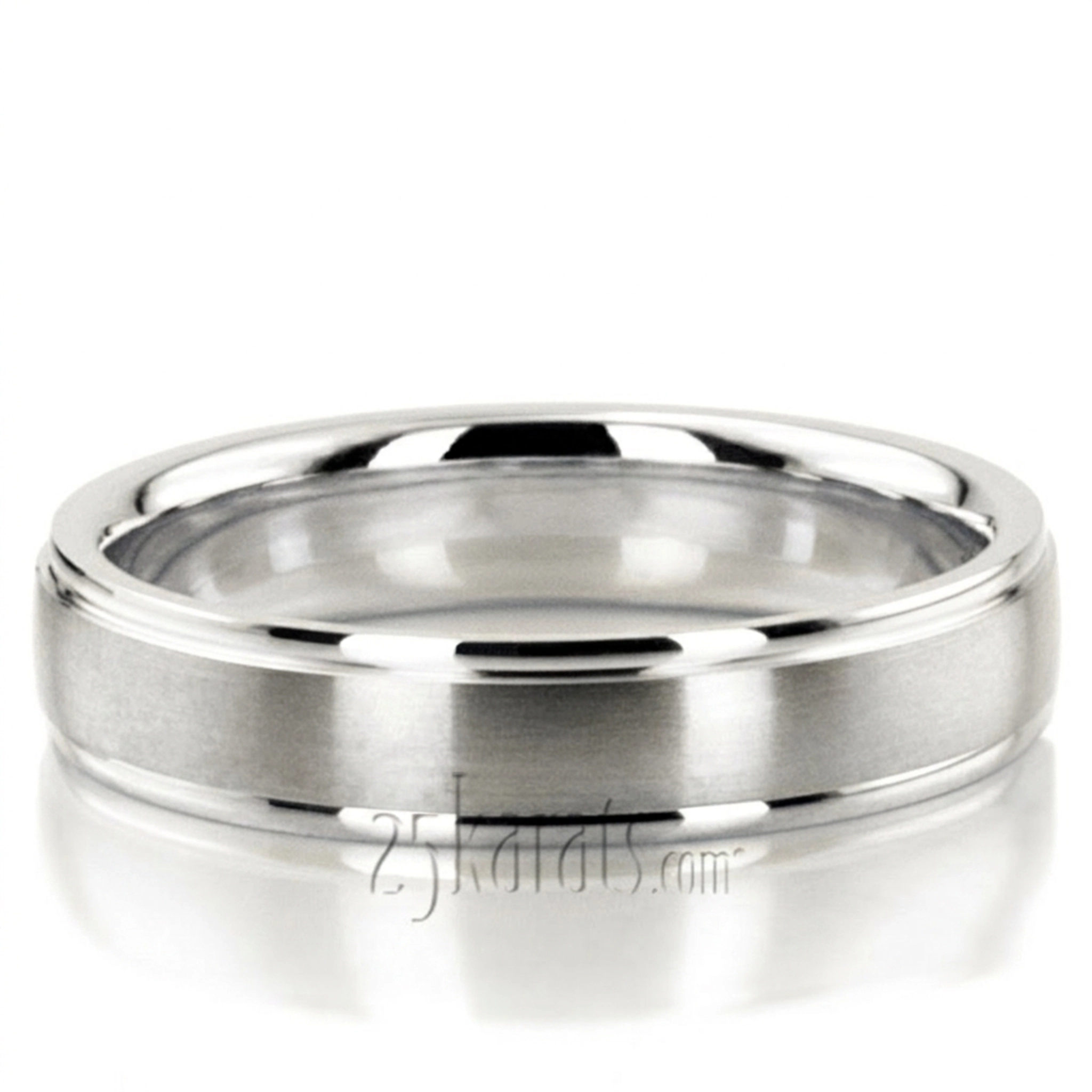 10K white gold 5mm. satin wedding-band-diamond-cut - alternate view 5