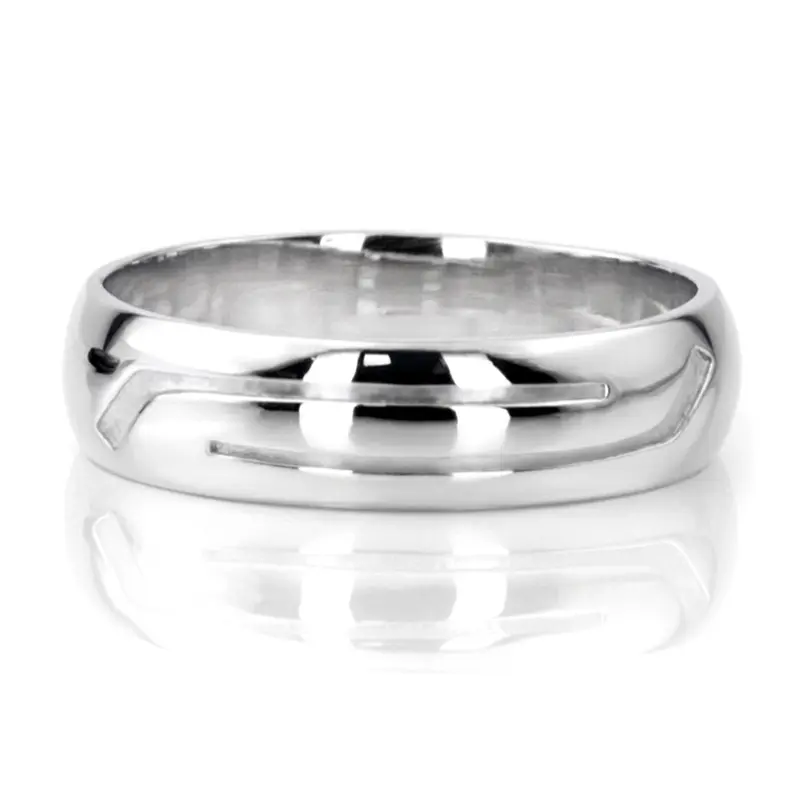 14K white gold 7mm. high polish Hockey-Stick-Design-Wedding-Ring - alternate view 3