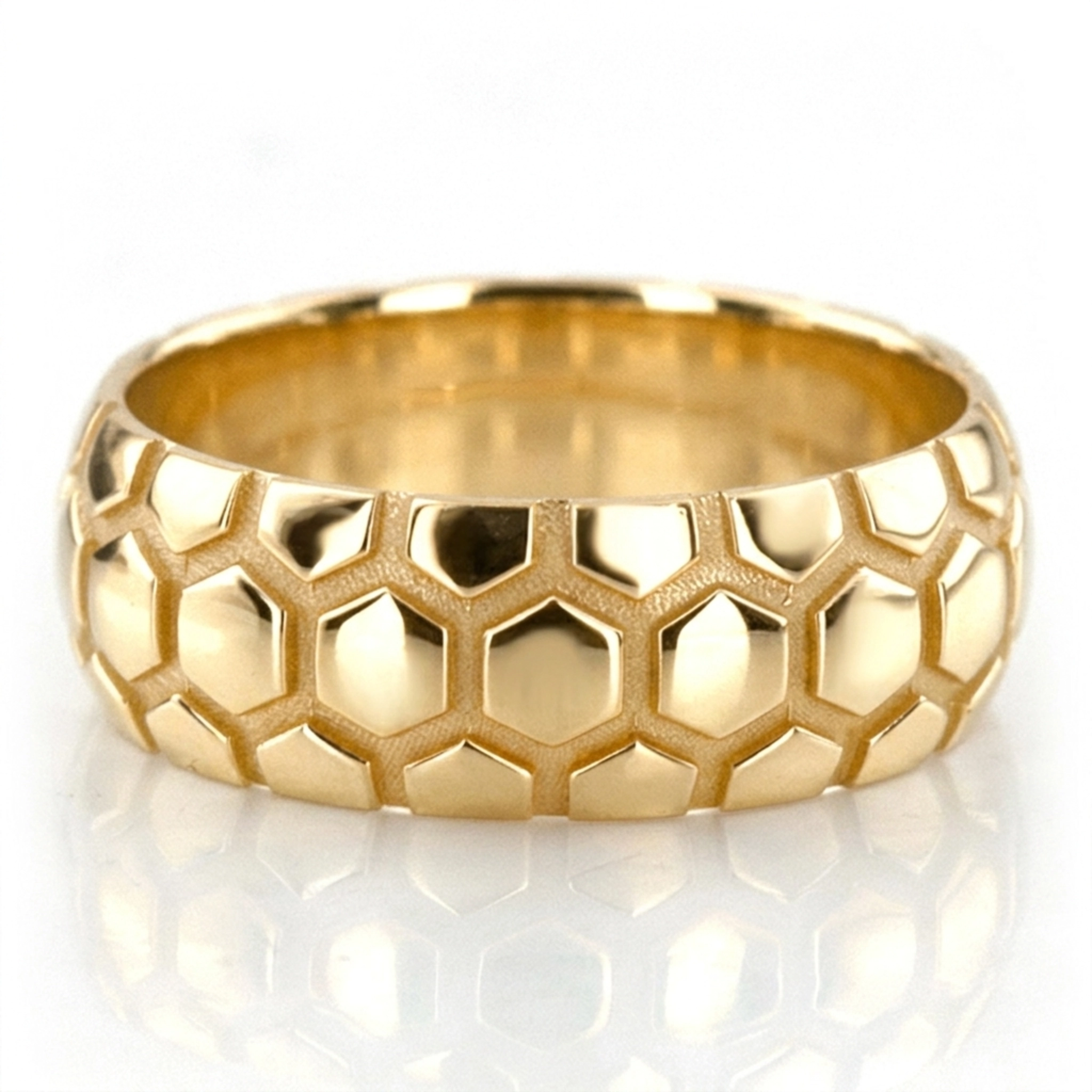 platinum 7mm. high polish Soccer-Ball-Design-Wedding-Band - alternate view 2