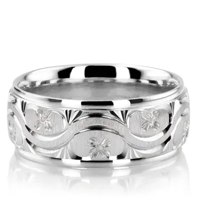 Bestseller Cross-satin Hand Engraved Wedding Ring  - view 3 of 5