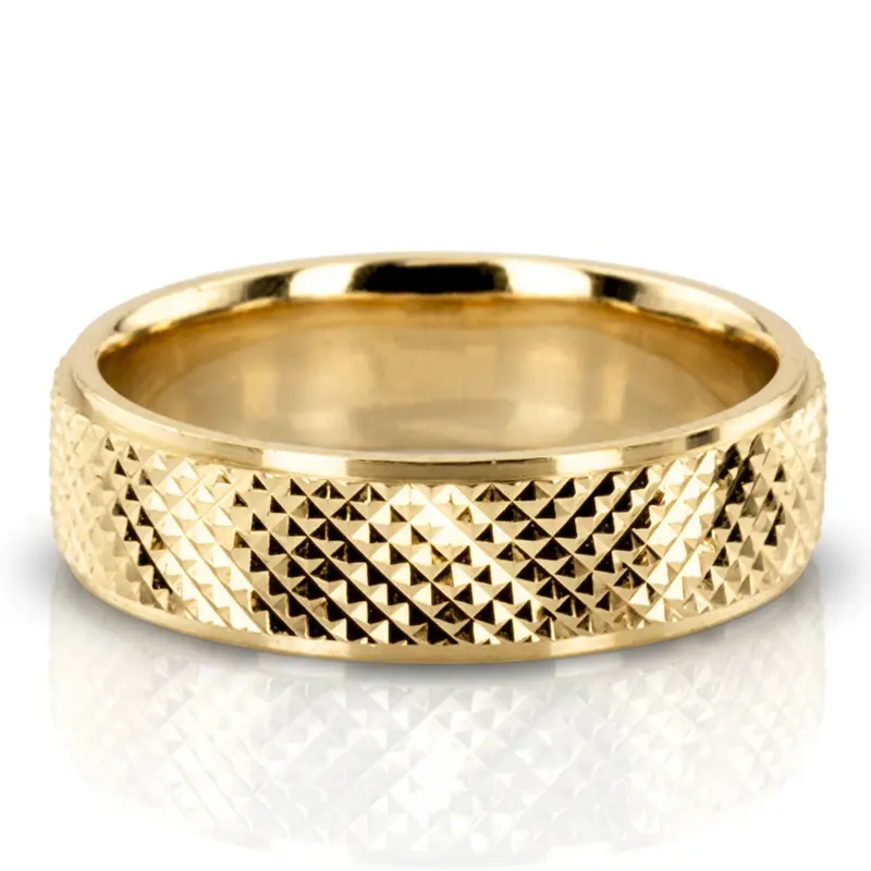 platinum 6mm. diamond cut diamond-cut-wedding-band - alternate view 2