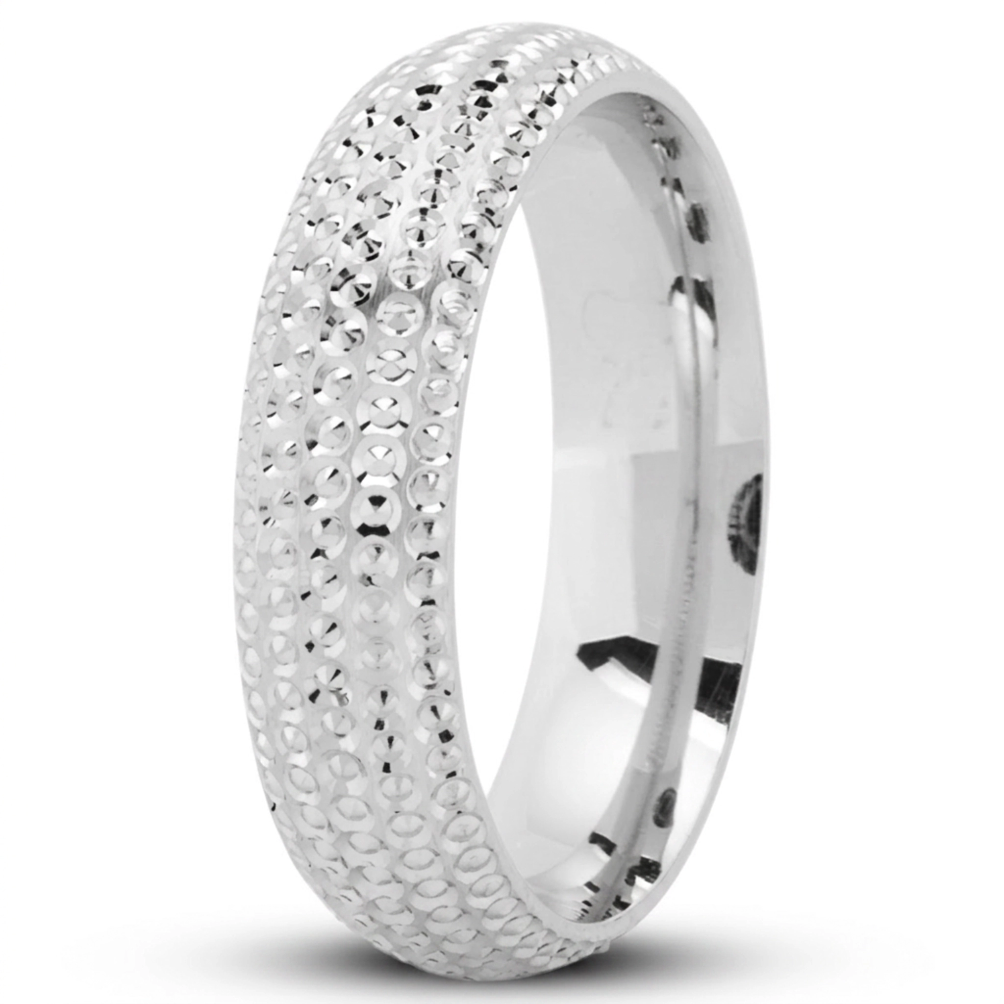 14K white gold 5mm. high polish Incised-Round-Wedding-Ring - alternate view 3