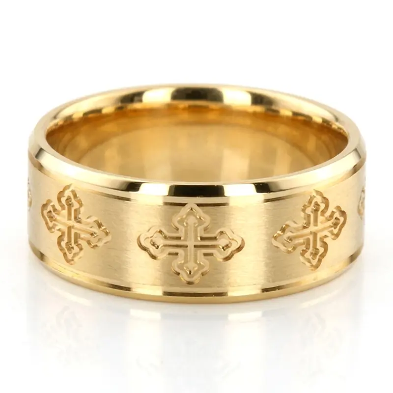 platinum 8mm. satin Cross-Cut-Designer-Wedding-Band - alternate view 2