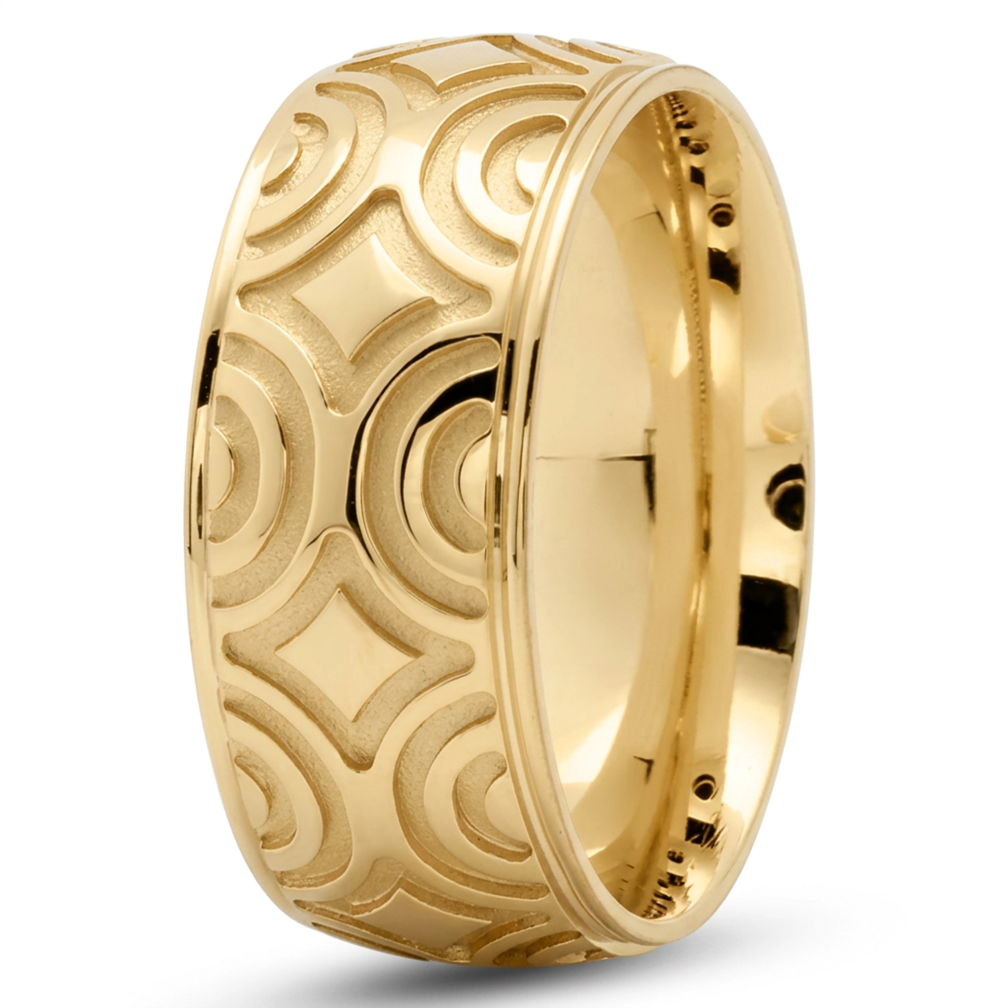 14K yellow gold 9mm. same as picture Milled-Design-Fancy-Wedding-Band - alternate view 2