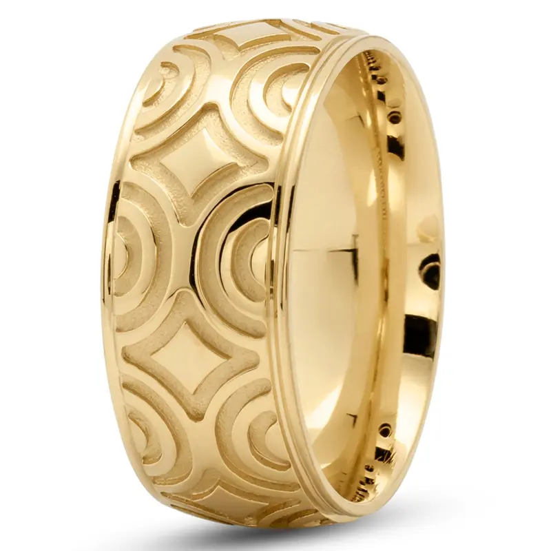 14K yellow gold 9mm. same as picture Milled-Design-Fancy-Wedding-Band - alternate view 2