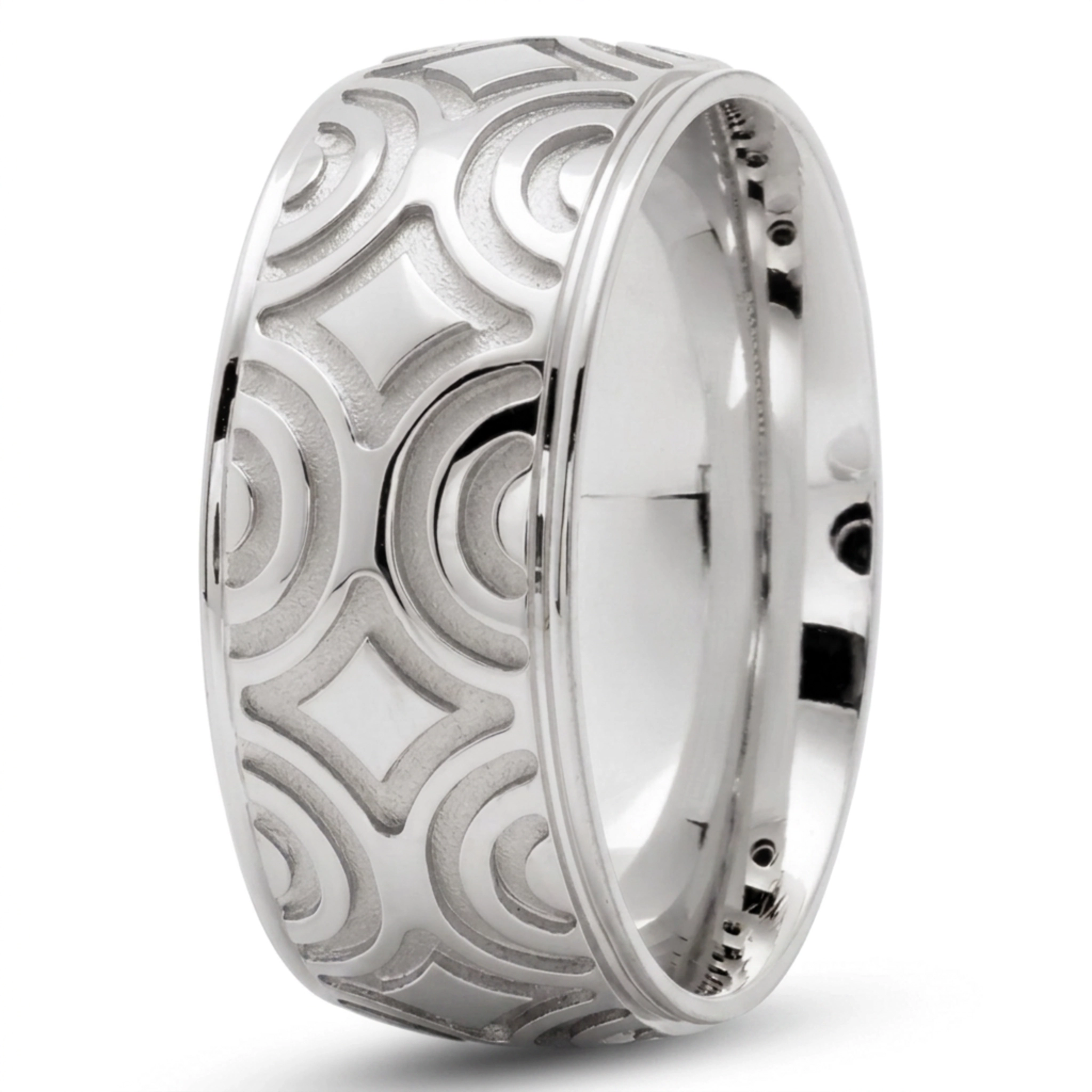 14K white gold 9mm. same as picture Milled-Design-Fancy-Wedding-Band - main view