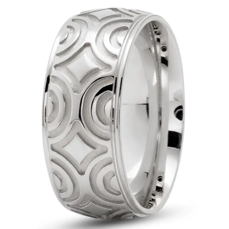 14K white gold 9mm. same as picture Milled-Design-Fancy-Wedding-Band - main view