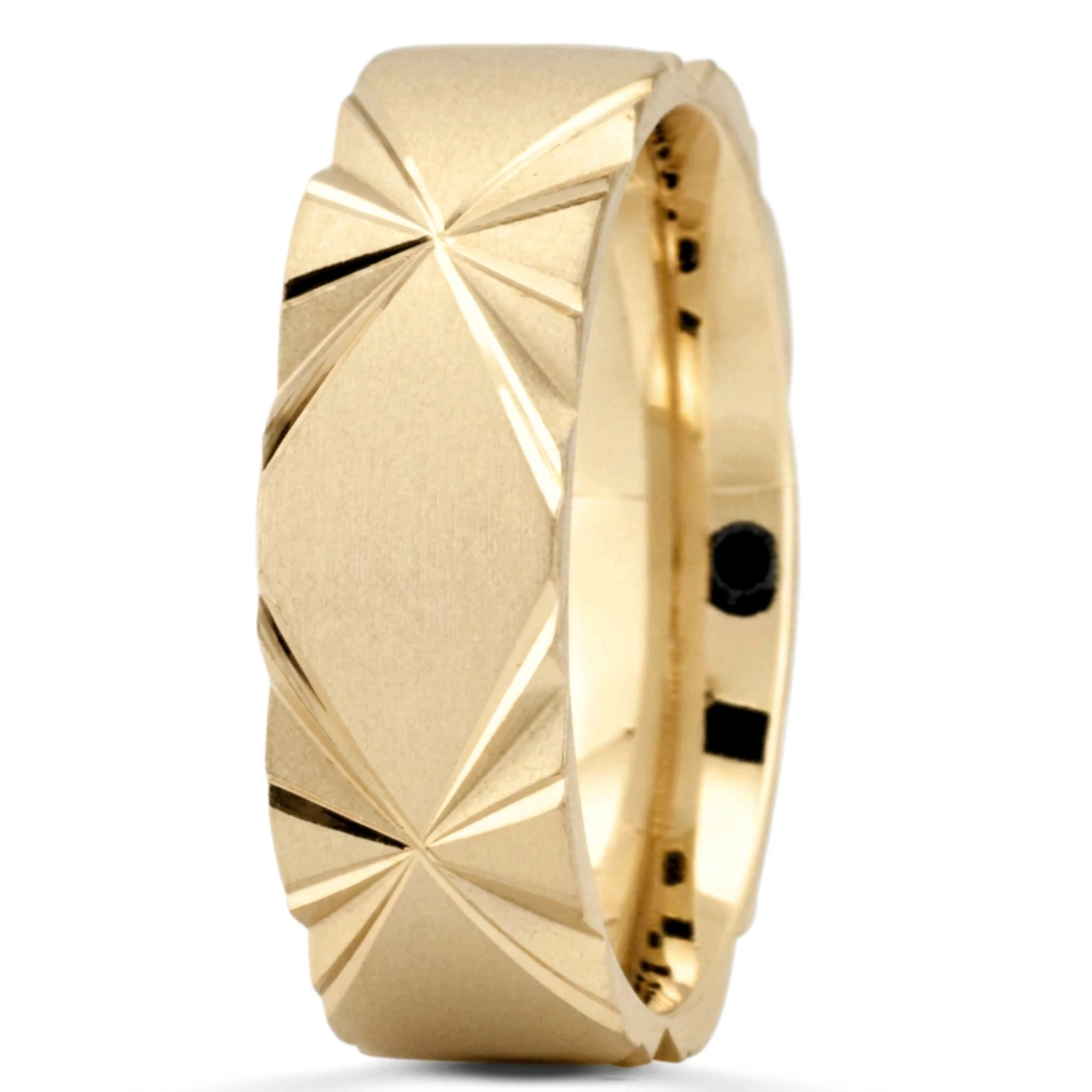 14K yellow gold 7mm. same as picture Symmetrical-Triangle-Cut-Wedding-Band - alternate view 2