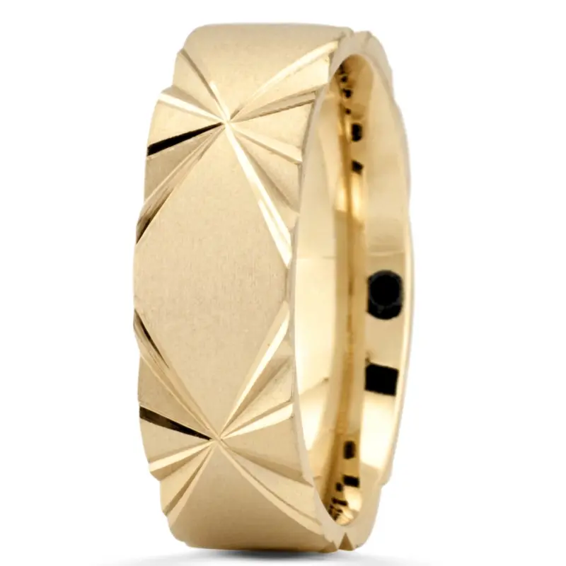 14K yellow gold 7mm. same as picture Symmetrical-Triangle-Cut-Wedding-Band - alternate view 2
