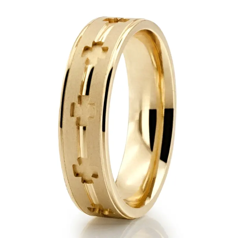 10K yellow gold 6mm. same as picture Cut-Out Cross Design Religious Ring - alternate view 3