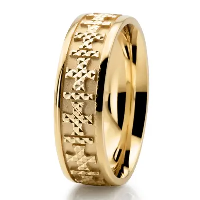 Carved Cross Heritage Wedding Ring - view 3 of 4