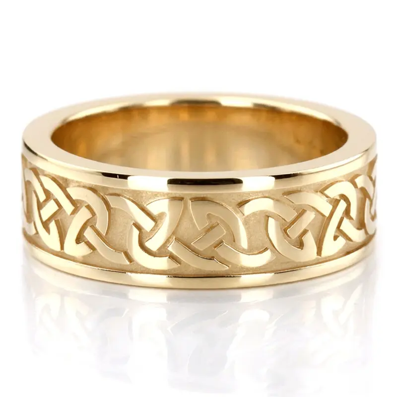 10K yellow gold 7.5mm. high polish celtic-fire-knot-design-wedding-band-formen-and-wo - alternate view 2