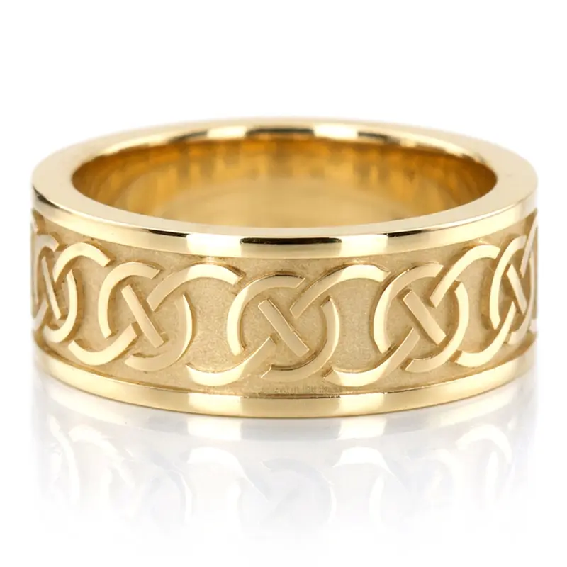 14K yellow gold 8.5mm. high polish celtic-knot-platinum-wedding-band - alternate view 2