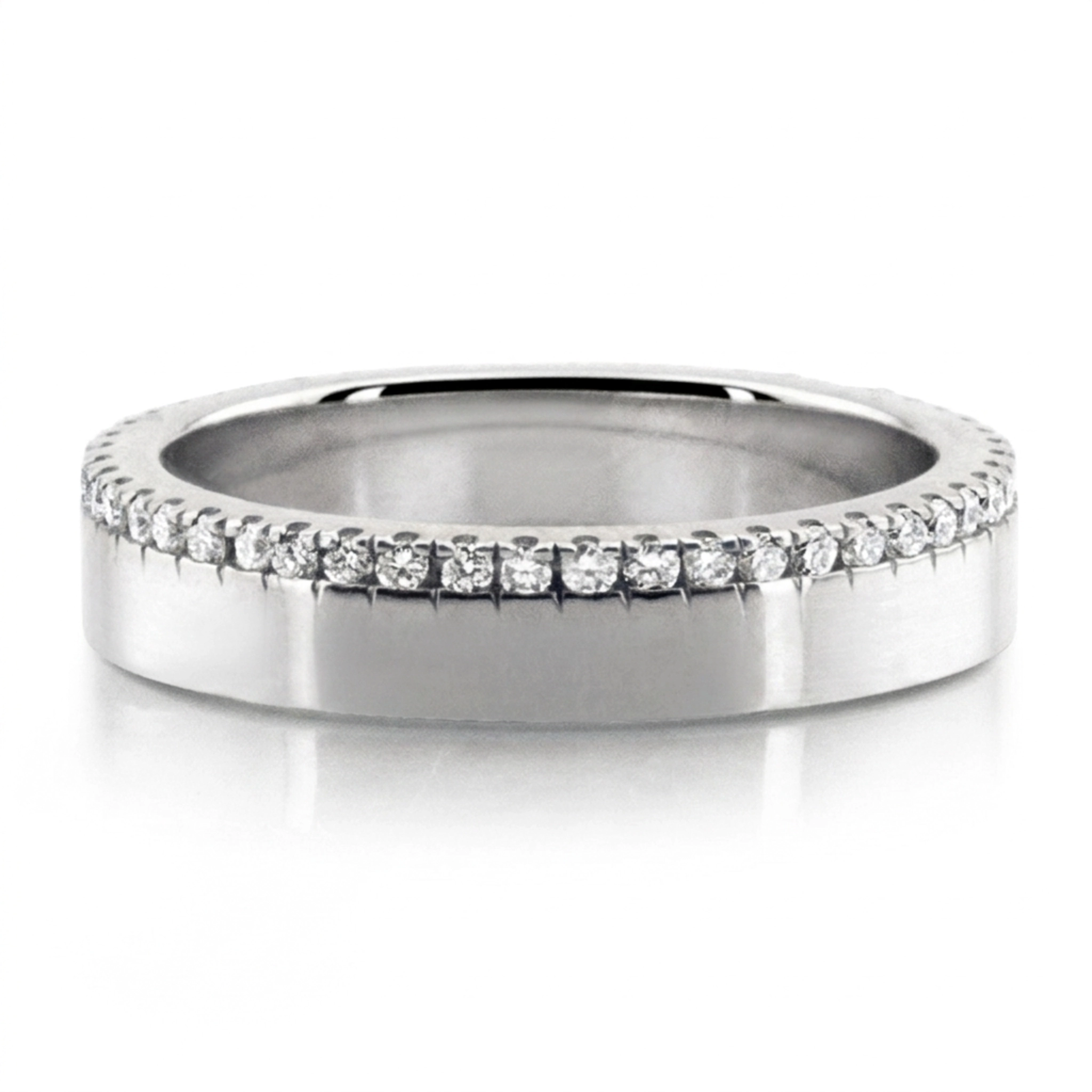 10K white gold 4mm. shiny finish Radiant Line Diamond Wedding Ring - alternate view 3
