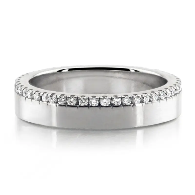 14K white gold 4mm. shiny finish Radiant Line Diamond Wedding Ring - alternate view 4