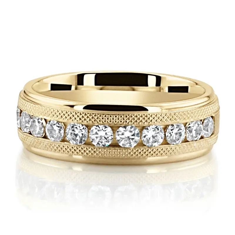 10K yellow gold 7mm. same as picture Vintage Milgrain Design Channel Set Diamond Band - alternate view 3