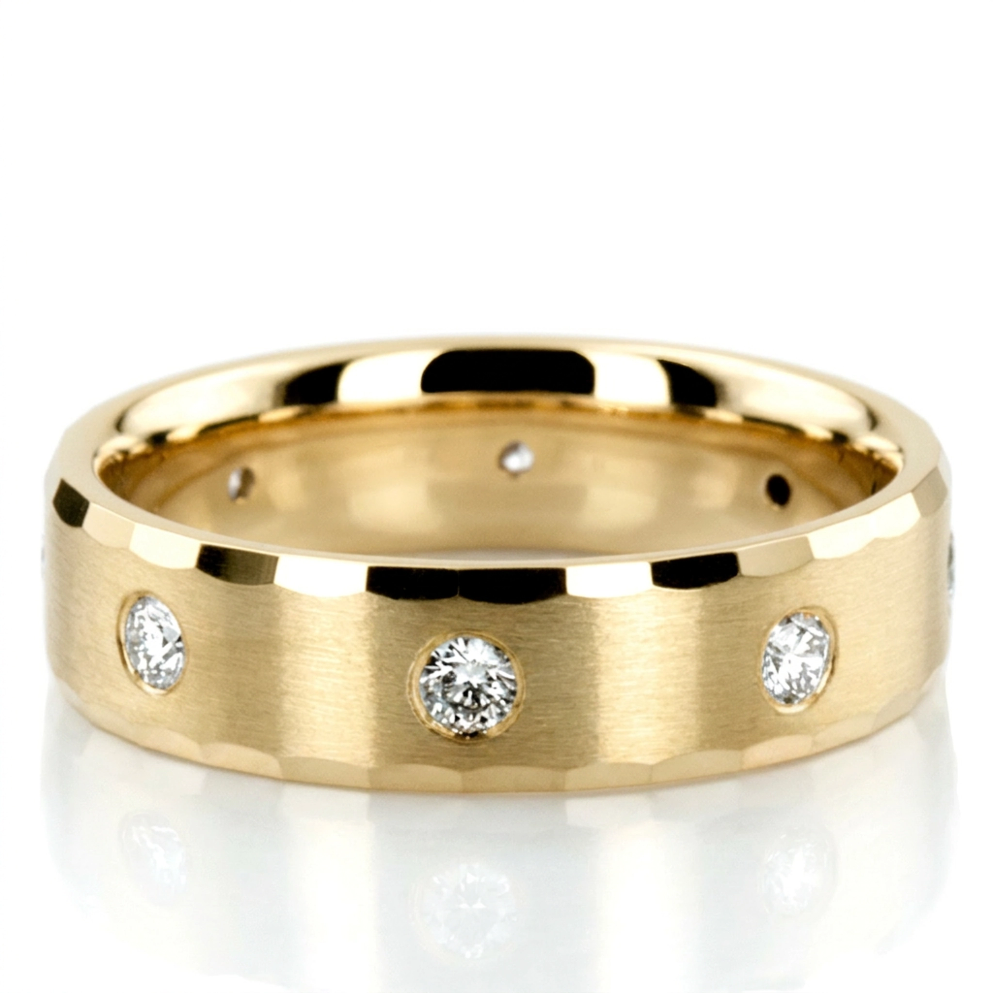 10K yellow gold 6mm. satin finish diamond-wedding-ring - alternate view 2
