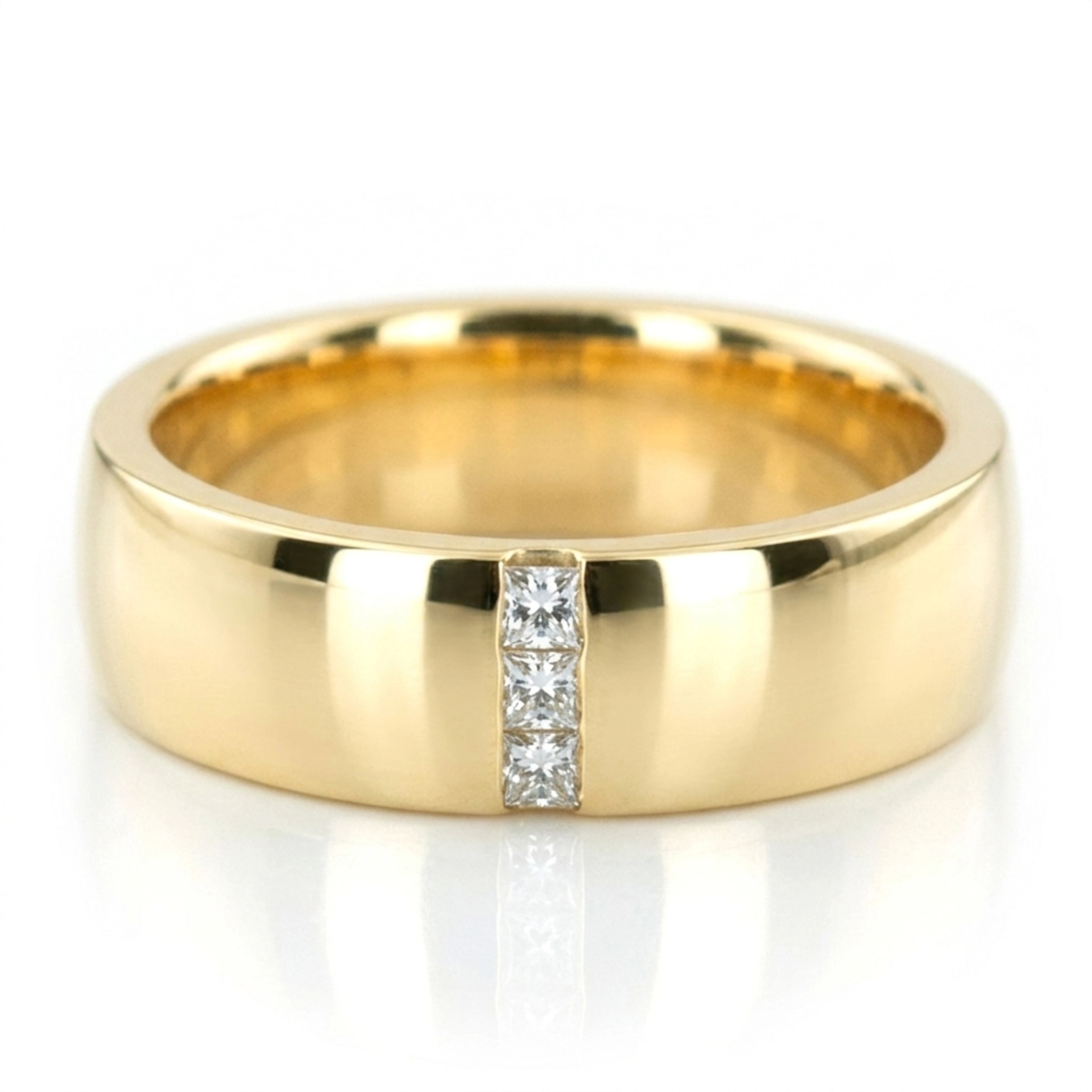 14K yellow gold 6mm. high polish Color-Duo-Contemporary-Princess-Cut-Diamond-Weddin - alternate view 2