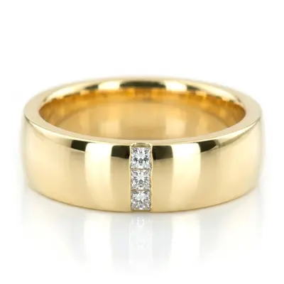 14K yellow gold 6mm. high polish Color-Duo-Contemporary-Princess-Cut-Diamond-Weddin - alternate view 2 thumbnail