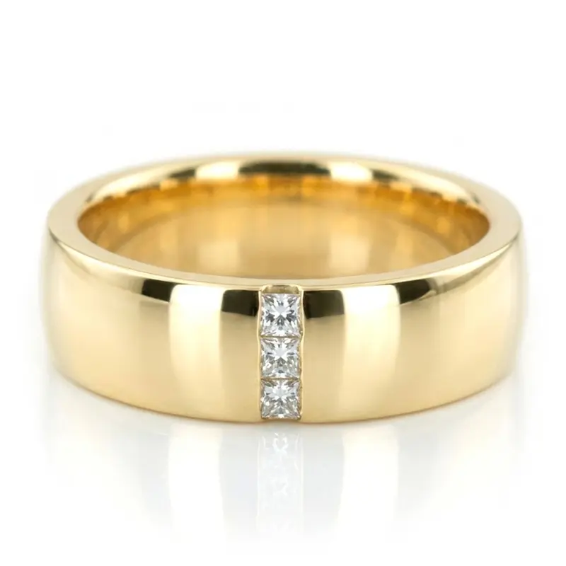 14K yellow gold 6mm. high polish Color-Duo-Contemporary-Princess-Cut-Diamond-Weddin - alternate view 2