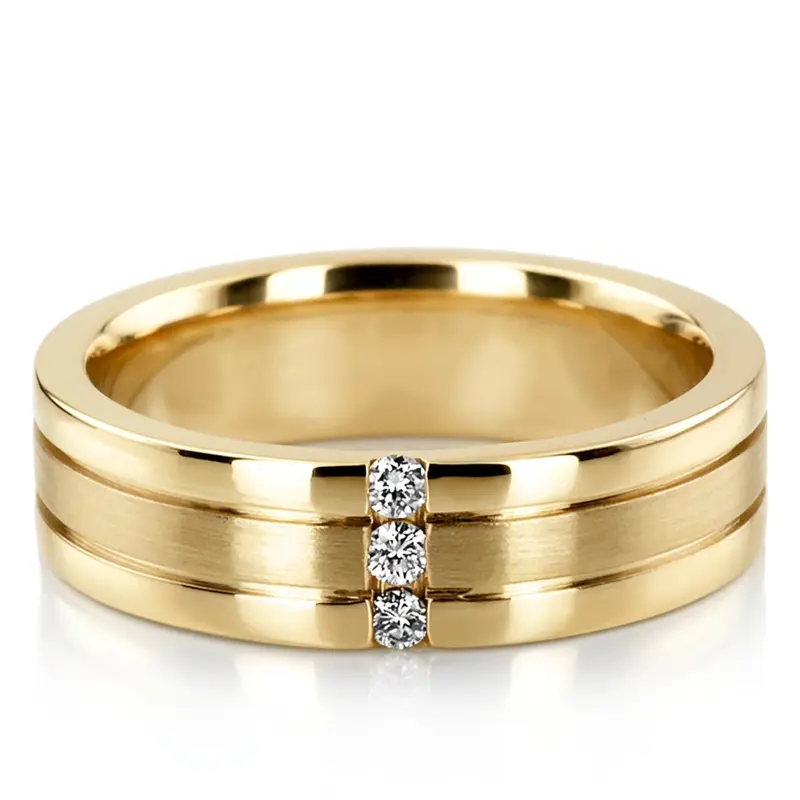10K yellow gold 6mm. satin diamond-wedding-ring - alternate view 2