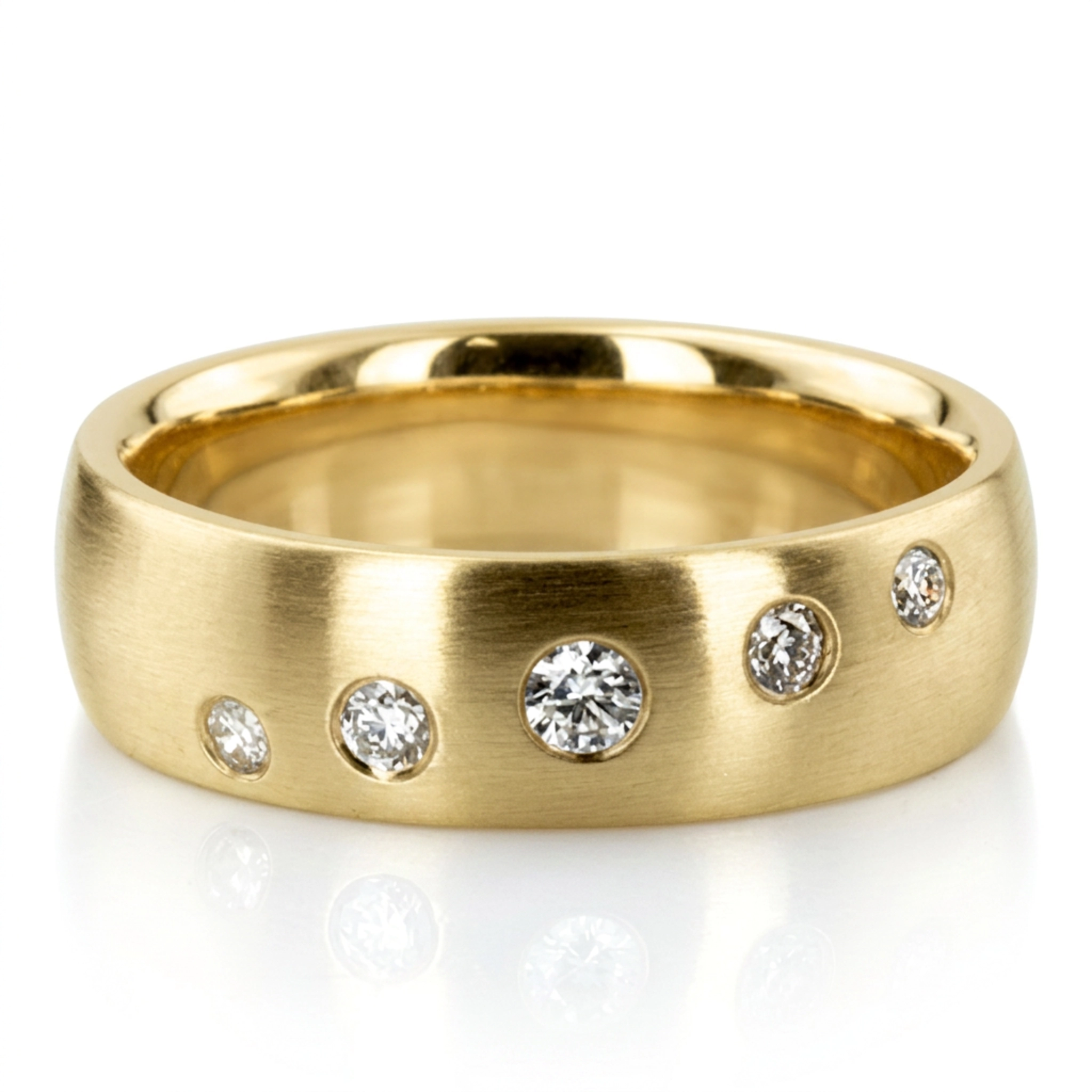10K yellow gold 6mm. satin Low-Dome-Diamond-Wedding-Band - alternate view 2
