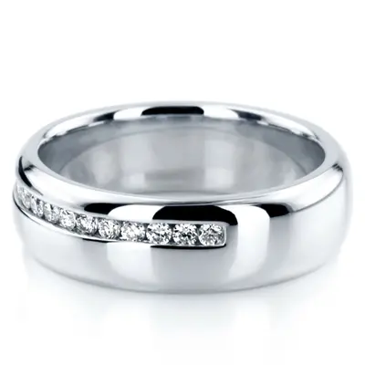 Off-Center Channel Set Diamond Wedding Ring - view 2 of 3